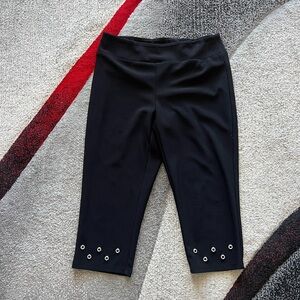 Joseph Ribkoff Black Eyelet Detail Cropped Pull On Pants